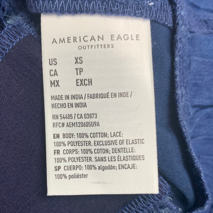 New American Eagle Womens XS Button Front Denim Blue Smocked Cami Top