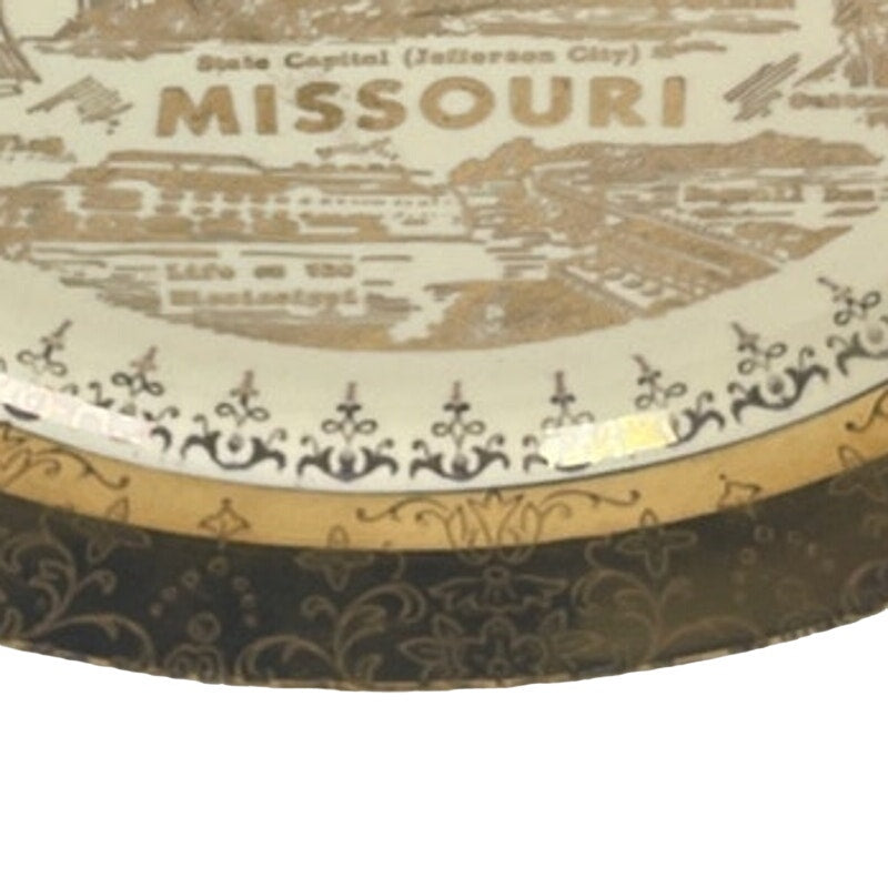 Vintage Crest-O-Gold Missouri Warranted 22K Gold Rim Ceramic Collector Plate