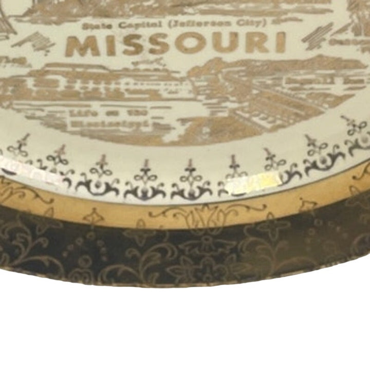 Vintage Crest-O-Gold Missouri Warranted 22K Gold Rim Ceramic Collector Plate