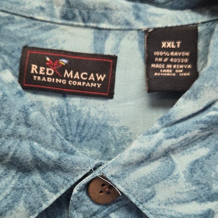 Red Macaw Mens 2XLT Rayon Short Sleeve Button Up Tropical Shirt w Front Pocket
