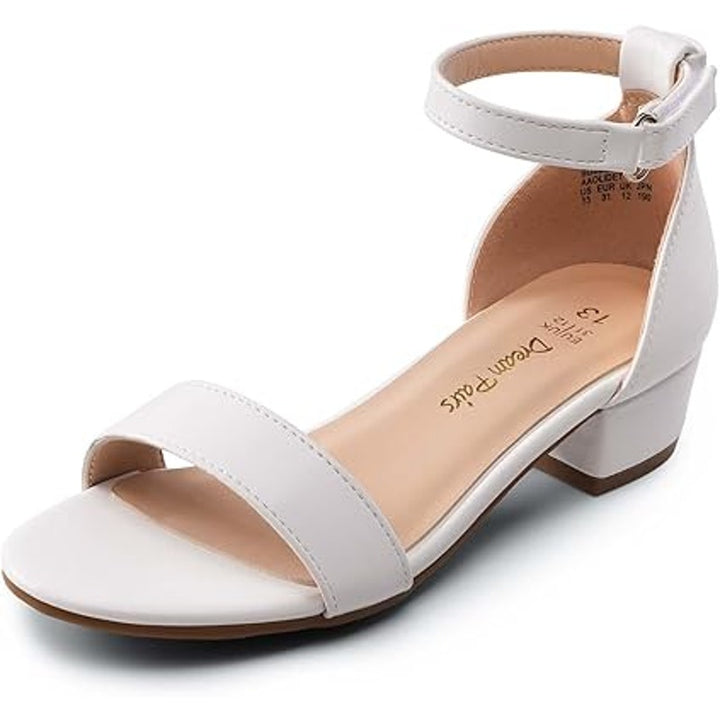 Dream Pairs Little Girls Size 2 White Low Heel Open Toe Ankle Hook Loop Shoes