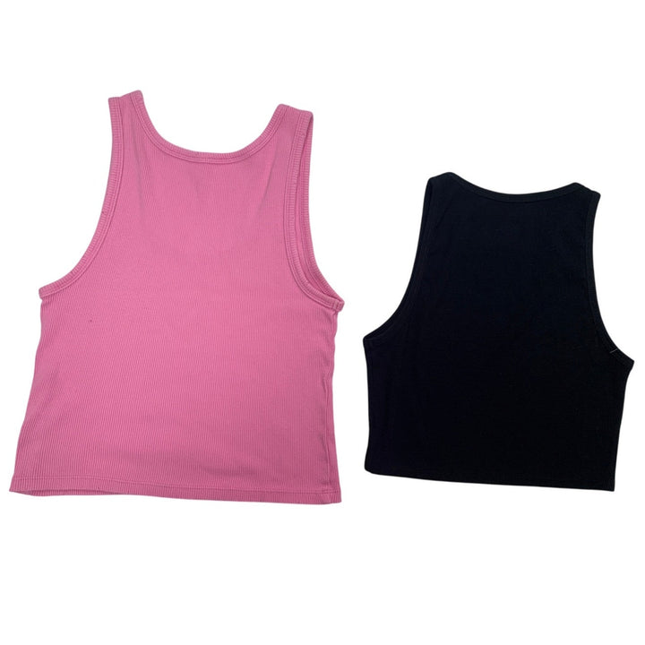 2 New American Eagle Womens Small Pink Black Ribbed Sleeveless Tank Tops