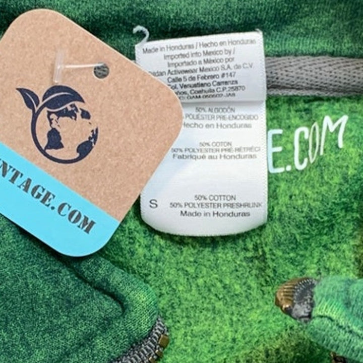 Hand Printed Upcycled Womens Small 1/4 Zip White Rose Flower Sweatshirt Pullover