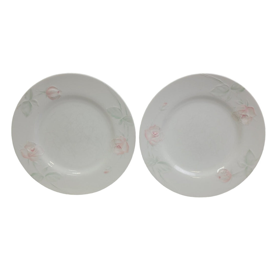 2 Vintage Home Beautiful Rose Blush 10" Fine China Dinner Plates Made In Japan