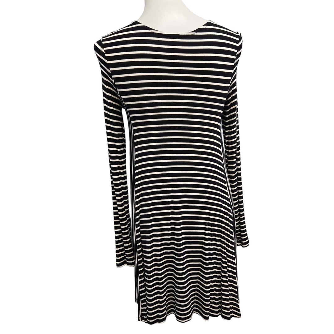 Old Navy Womens XS Long Sleeve Stretchy Rayon Spandex Striped Fit Flare Dress