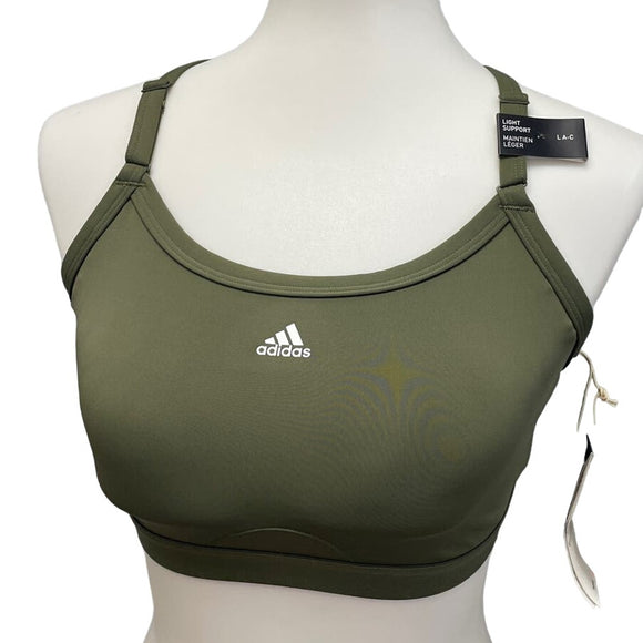 New Adidas Medium 40DD Olive Light Support Removeable Pads Training Sports Bra