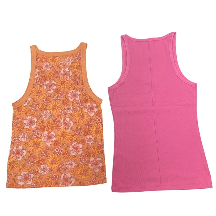 2 New American Eagle Womens Medium Floral Ribbed Sleeveless Scalloped Tank Tops