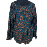 Ava & Viv 2X Floral Long Sleeve Scoop Neck Boho Lightweight Cotton Blend Blouse