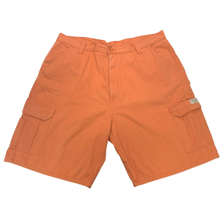 Wrangler Mens Size 40 Orange 100% Cotton Long Bermuda Cargo Shorts w Pockets