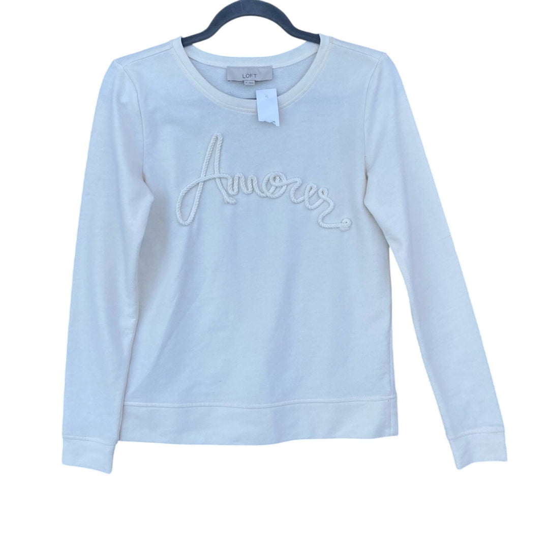 NWT New Loft Womens XS Cotton Blend Amour Long Sleeve Crew Neck Sweater