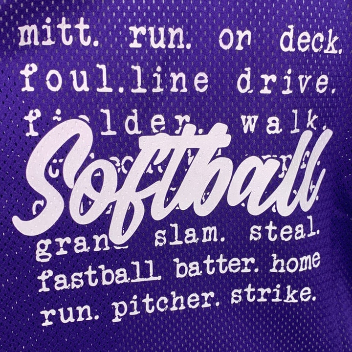 New Hand Printed Unisex Large Purple Womens Softball Short Sleeve Baseball Shirt
