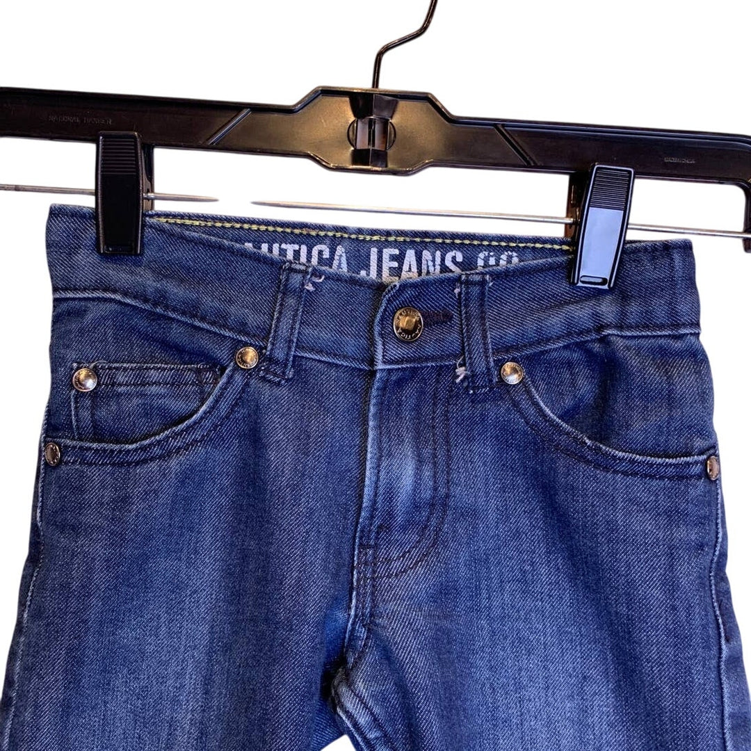 Nautica Jeans Co Child Size 4 Adjustable Waist Skinny Stretch Cotton Denim Jeans