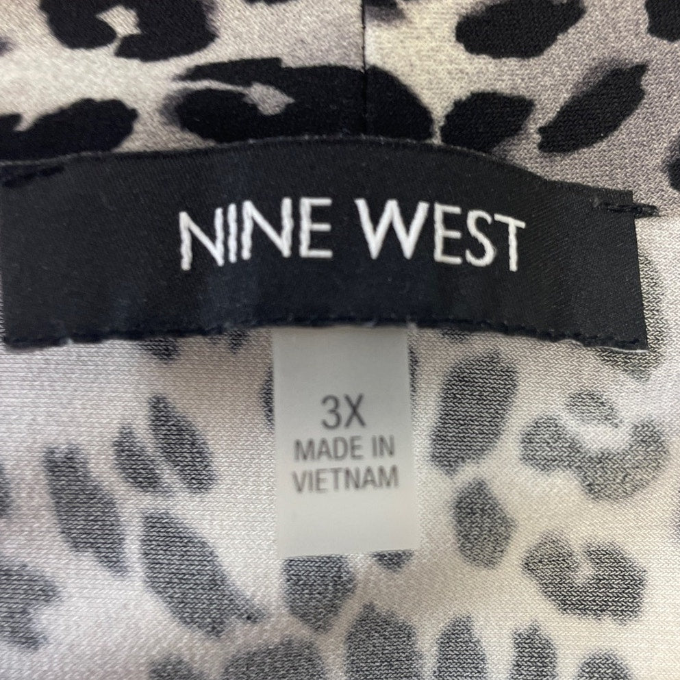 Nine West Womens Plus Size 3X Scoop Front Sleeveless Polyester Blend Leopard Top