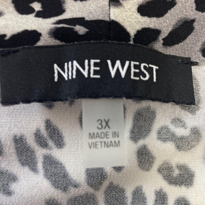Nine West Womens Plus Size 3X Scoop Front Sleeveless Polyester Blend Leopard Top