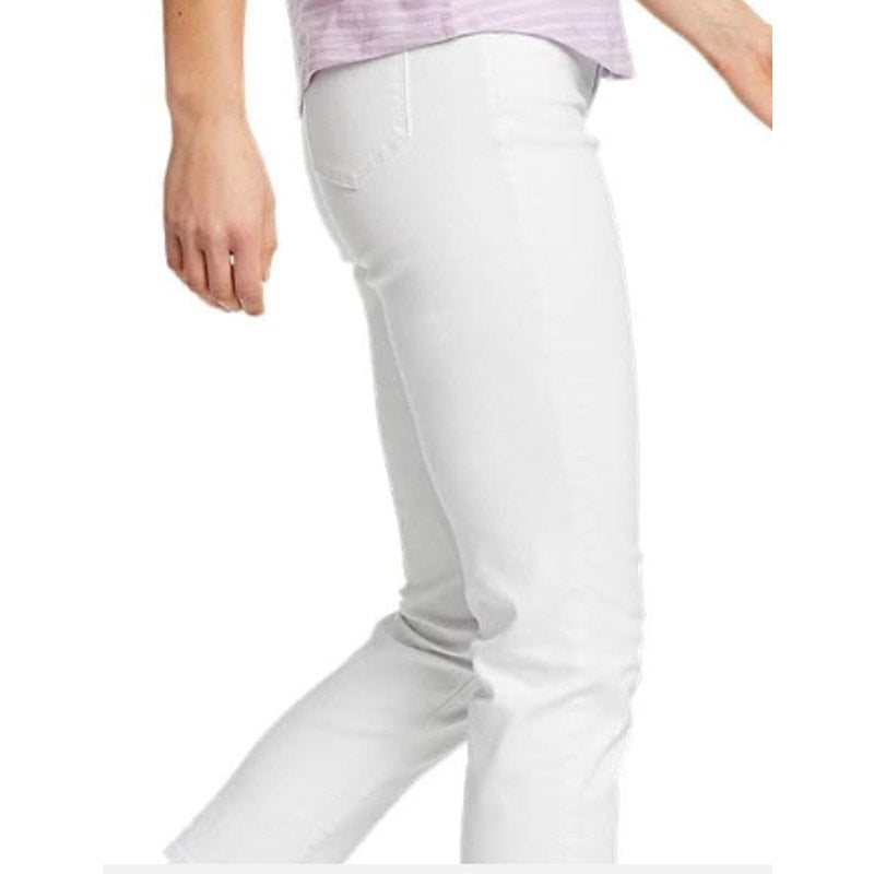 New Eddie Bauer Women Authentic Voyager White Crop High Rise Stretch Cotton Jean