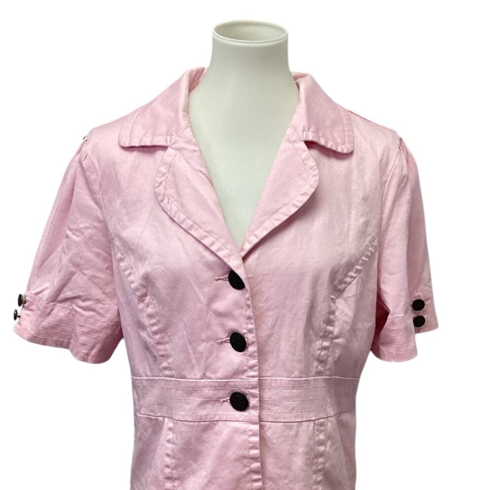 Live A Little Womens XL Cotton Blend Pink Short Sleeve Button Up Jacket Blouse