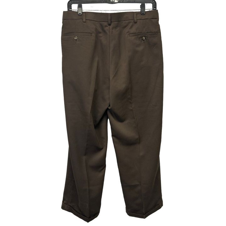 Lot of 2 George Mens 38 X 30 Brown Tan Casual Career Polyester Cotton Pants