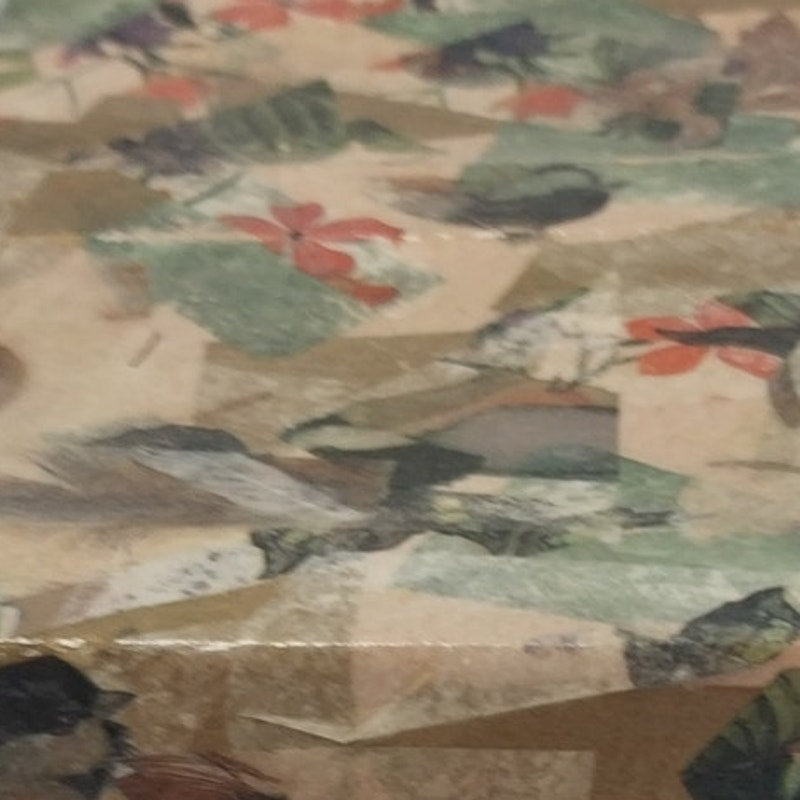 Vintage Handmade Paper Mache Floral Feathers Hinged Cardboard Box