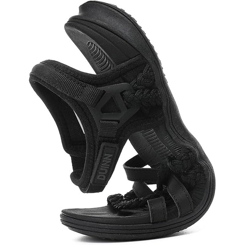Ubfen Womens Size 11.5 Black Hook Loop Open Toe Strappy Comfort Hiking Sandals