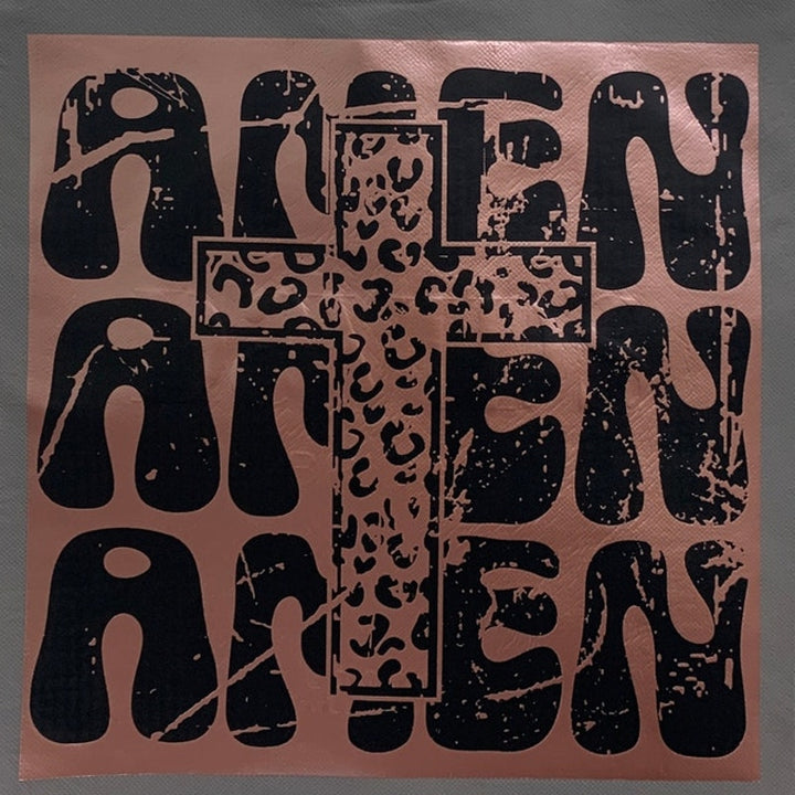 New Upcycled Hand Printed Amen Amen Amen Jesus God Cross Shopper Tote Bag