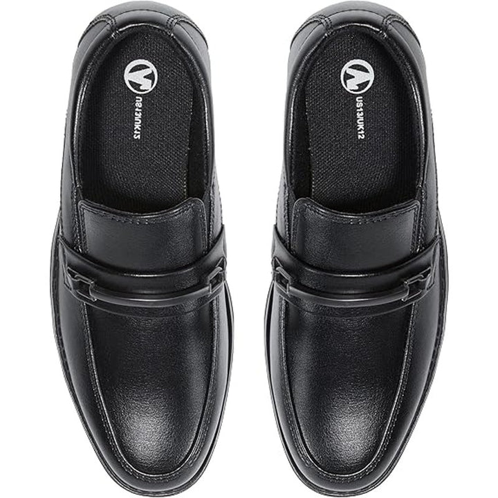 New HomeHot Boys Size 11 Black Faux Leather Slide On Buckle Top Loafer Shoes