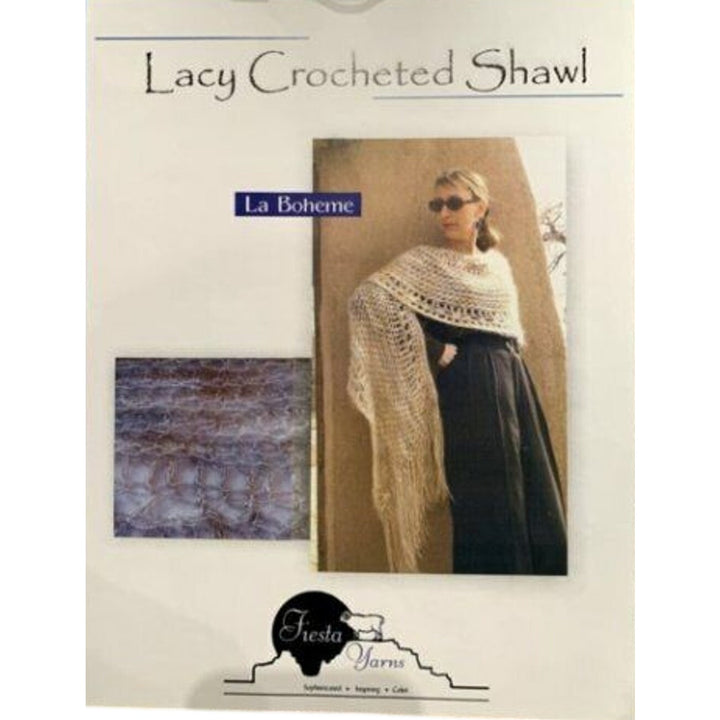 New 2001 Fiesta Yarns by Sandy Gainey La Boheme Lacy Shawl Stole Crochet Pattern