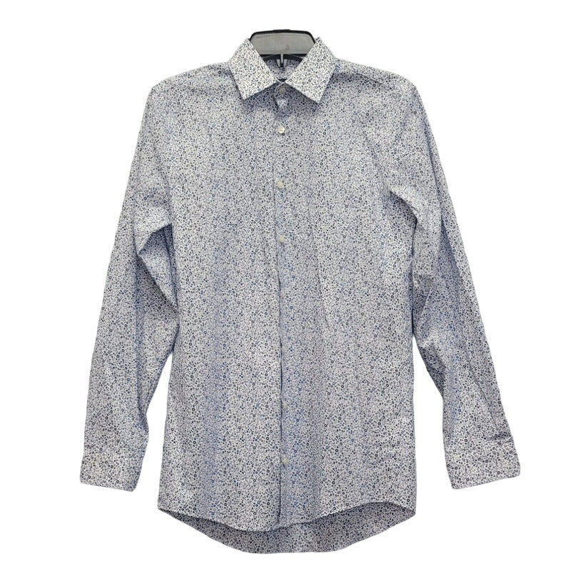 J Ferrar Mens Small PolyCotton Slim Stretch Floral Long Sleeve Button Up Shirt