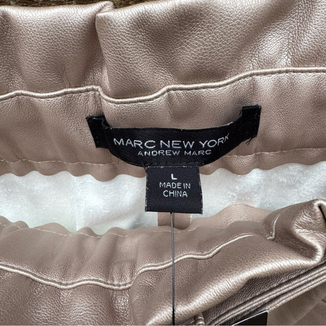 NWT New Marc New York Womens Large Rough Edge Silver Metallic Mini Skirt w Belt