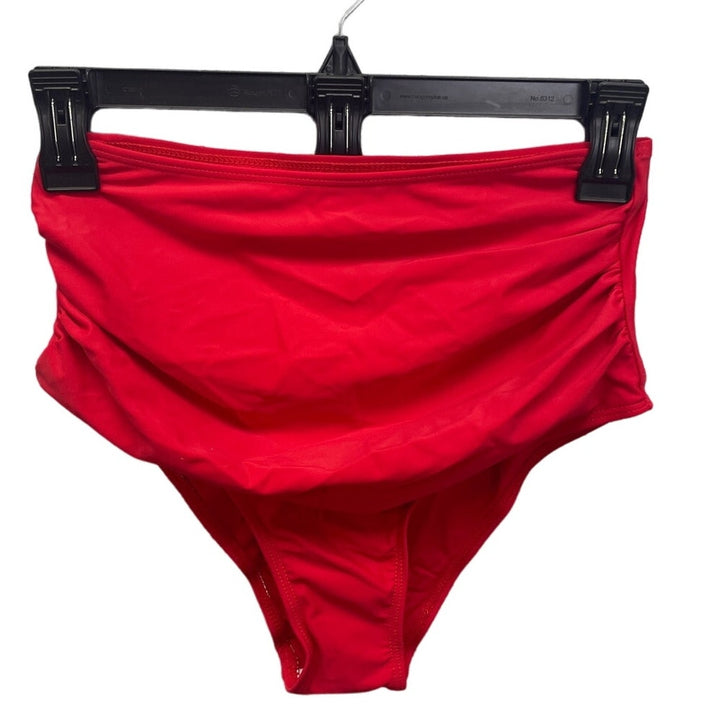 New Womens Medium 2pc High Waist Red Ferns Strappy Swimsuit Swim Suit Bikini