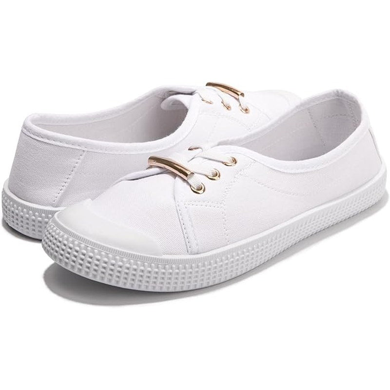 Supkicks Womens Size 9 Basic White Gold Accent Slip on Canvas Sneakers Shoes