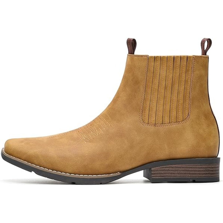 IUV Mens Size 10.5 Honey Brown Slide On Square Toe Western Ankle Chelsea Boots