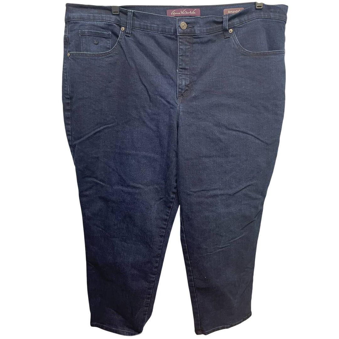 Gloria Vanderbilt 22W Amanda Flat Front Stretch Cotton Denim Blue Jeans Pockets