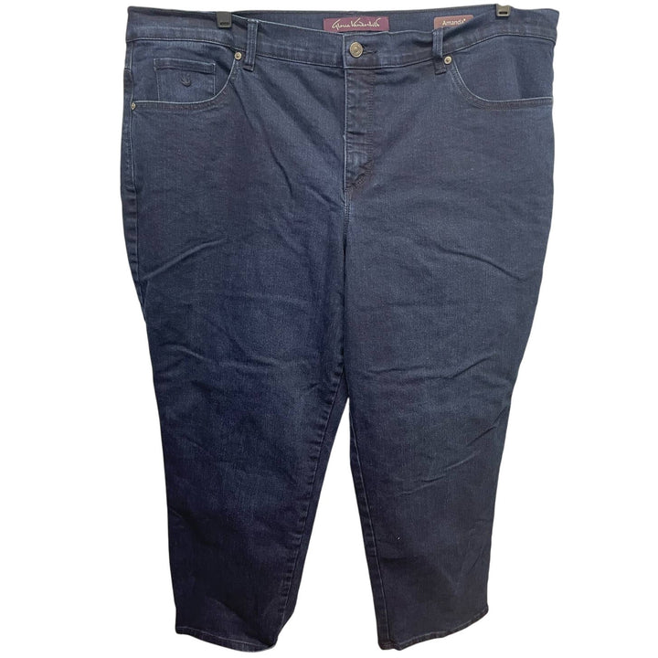 Gloria Vanderbilt 22W Amanda Flat Front Stretch Cotton Denim Blue Jeans Pockets