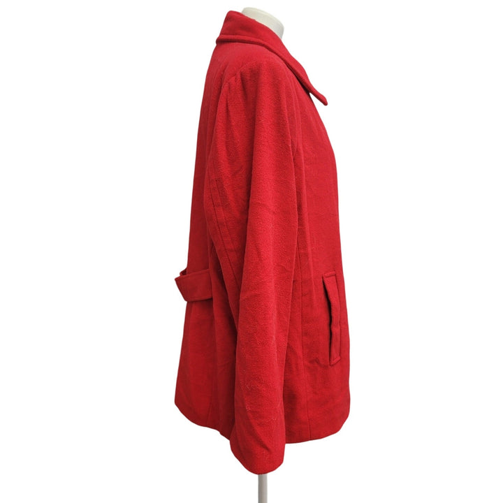 Old Navy Womens XL Red Double Breasted Warm Wool Blend Winter Pea Coat