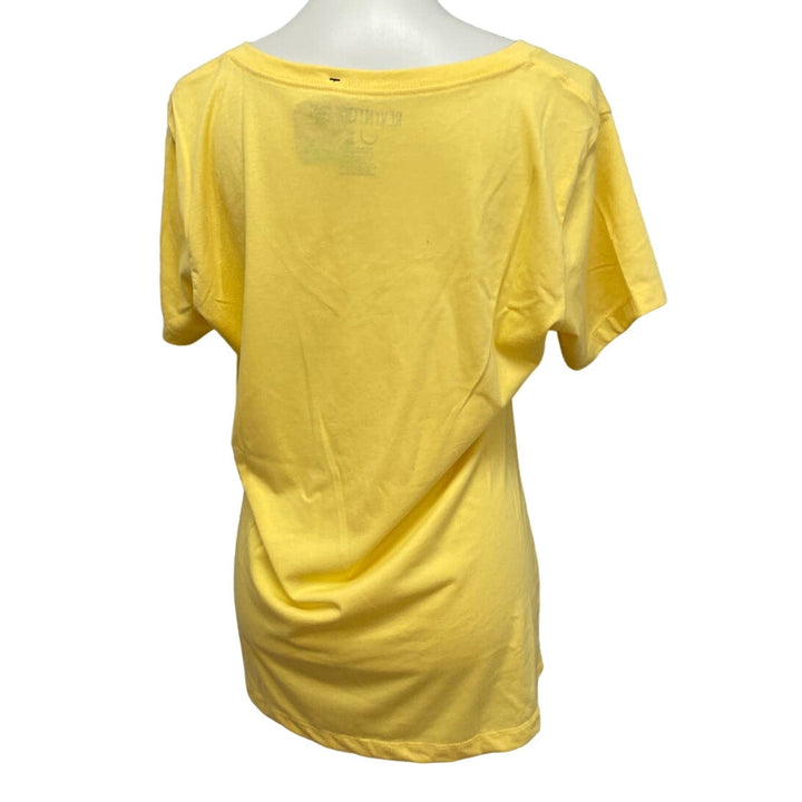 New Hand Printed Dandelion Womens XL Cotton Blend Short Sleeve VNeck Tee