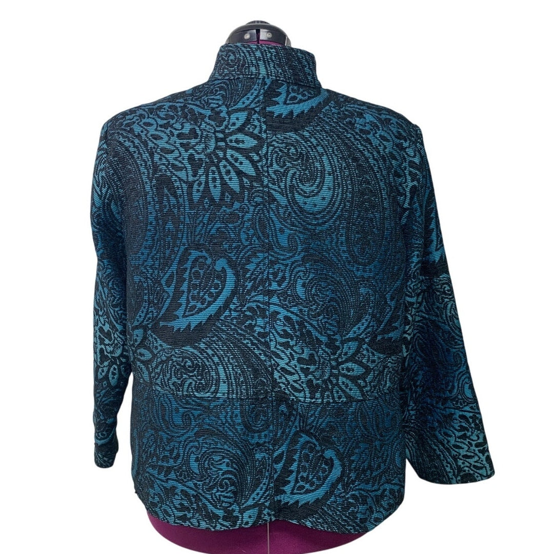 DressBarn Womens 22W 100&amp; Polyester Abstract Floral Long Sleeve Front Zip Jacket