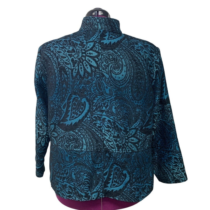 DressBarn Womens 22W 100&amp; Polyester Abstract Floral Long Sleeve Front Zip Jacket