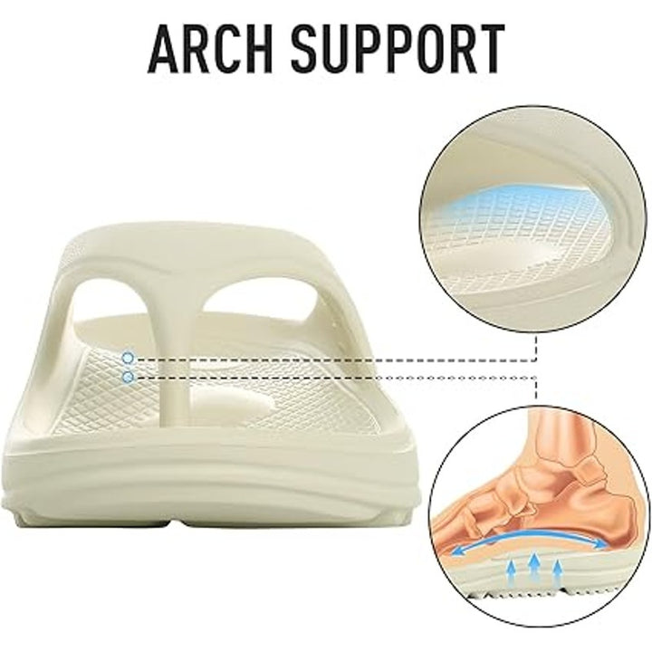 Shevalues Womens Size 11.5 Cream Thong Arch Support Sandal Shoes