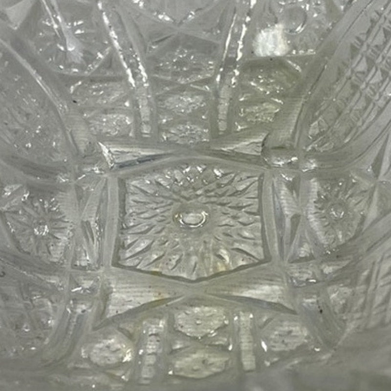 Vintage Small Cut Glass Sunburst Design Rectangular Rectangle Candy Dish