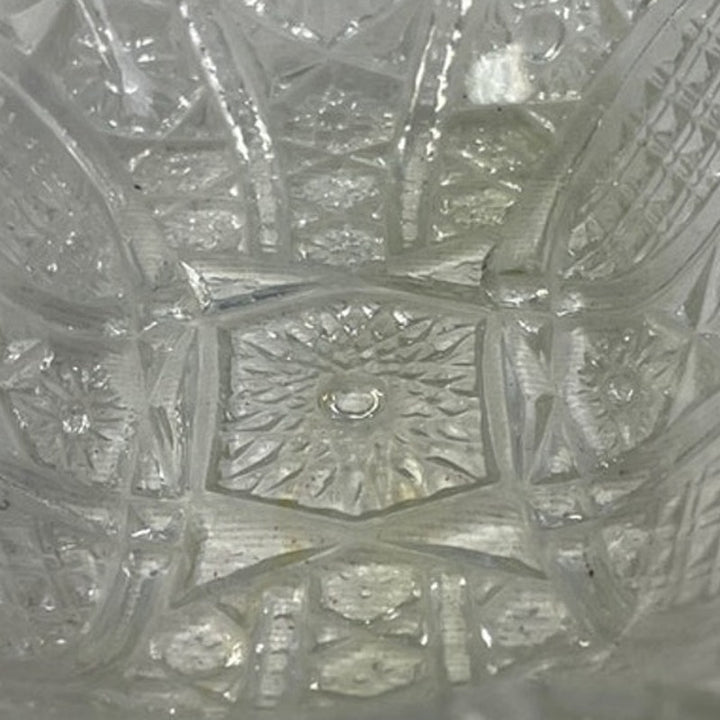 Vintage Small Cut Glass Sunburst Design Rectangular Rectangle Candy Dish