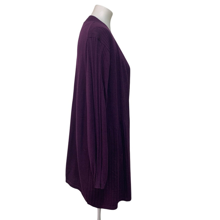 Catherines Womens 1X Cotton Blend Long Sleeve Open Front Knit Cardigan Sweater