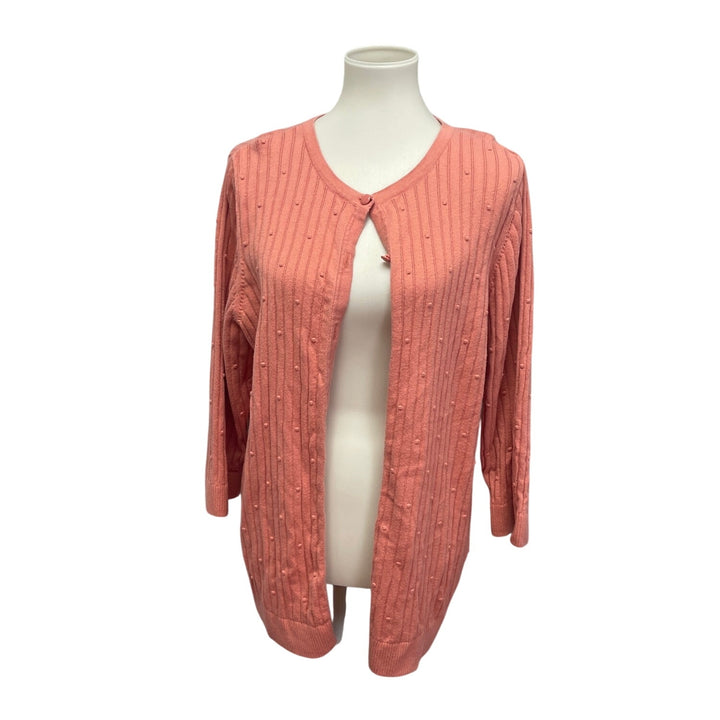CJ Banks Womens XL 100% Cotton Full Button Front 3/4 Sleeve Cardigan Sweater