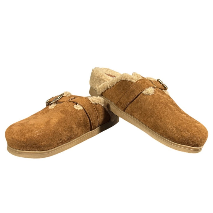 DV by Dolce Vita Womens Size 7 Cognac Brown Sherpa Lined Slide On Clog Shoes