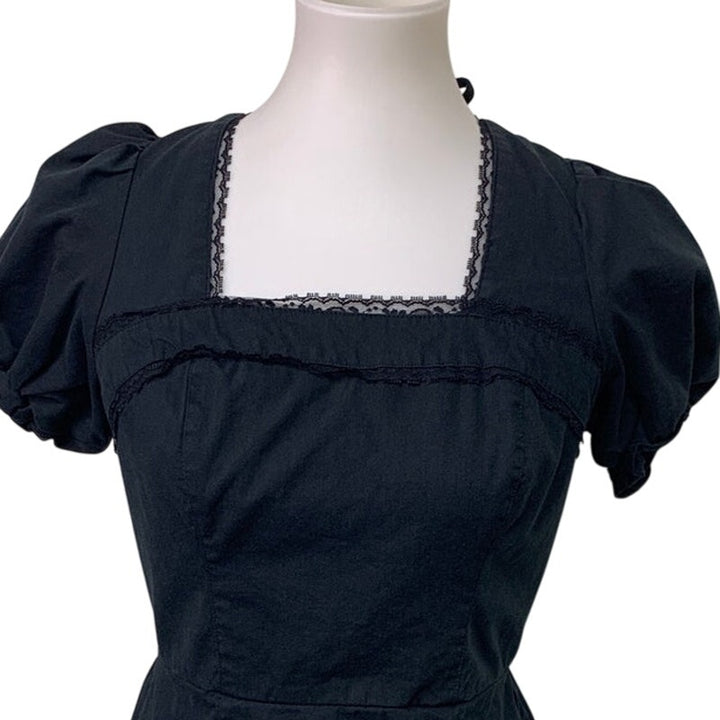 New And Now This Juniors Small Cotton Blend Fit Flare Black Knee Length Dress