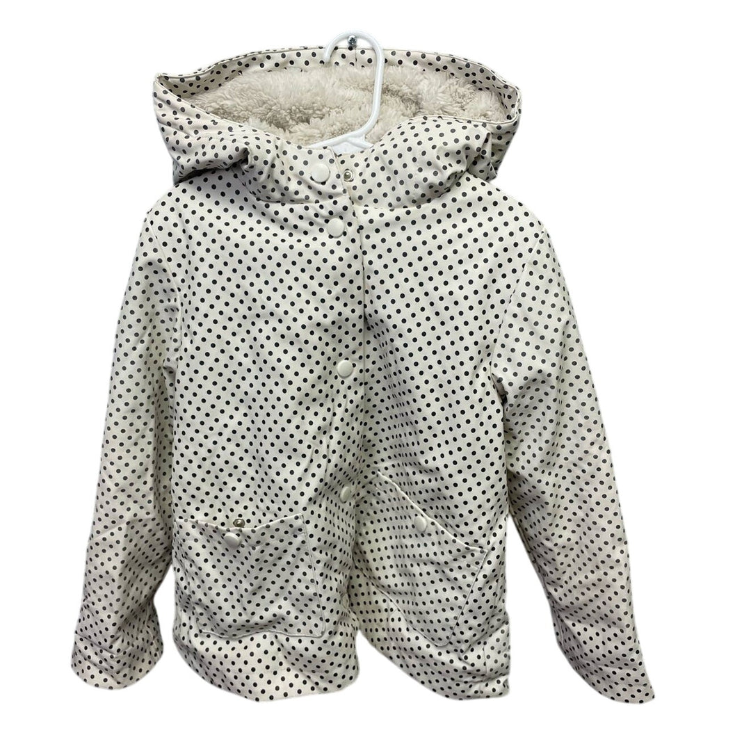 C&amp;C California Girls Small Faux Fur Lined Warm Hooded Snap Up Polka Dot Raincoat