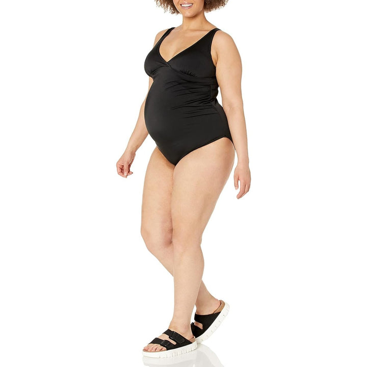 NWT New Amazon Essentials Womens Large Maternity V Neck One Piece Swimsuit