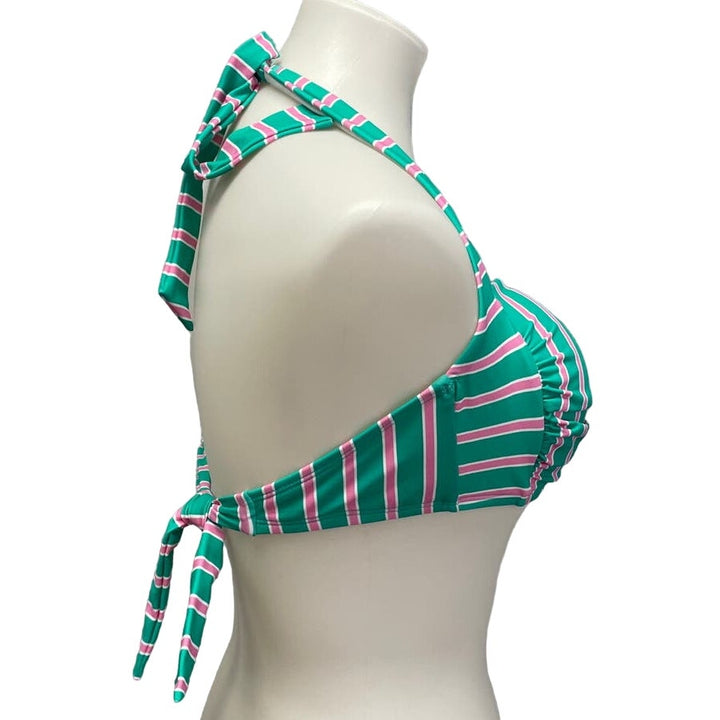 New Draper James Womens XS Striped UPF 50+ Neck Back Tie Halter Swim Top ONLY