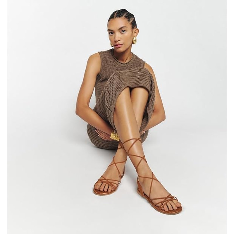 Party Womens Size 9 Brown Sandals Strappy Tie Gladiator Round Open Toe Shoes