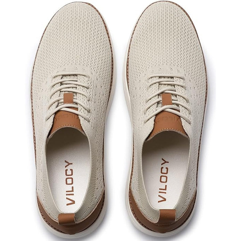 Vilocy Mens Size 10 Tan Brown Lace Up Knit Mesh Casual Oxford Sneakers Shoes