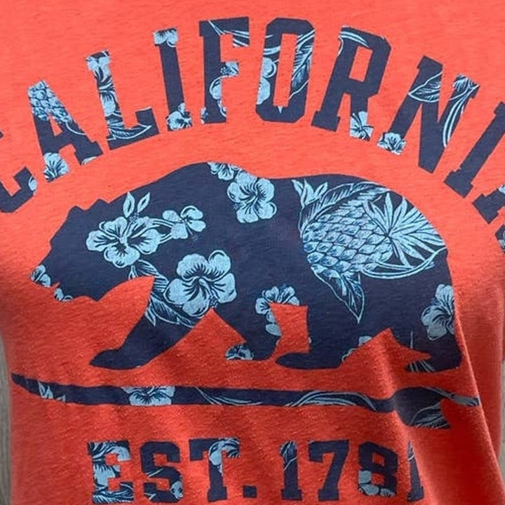 Aeropostale Womens XS California Floral Bear Cotton Blend Crew Neck Tee Shirt